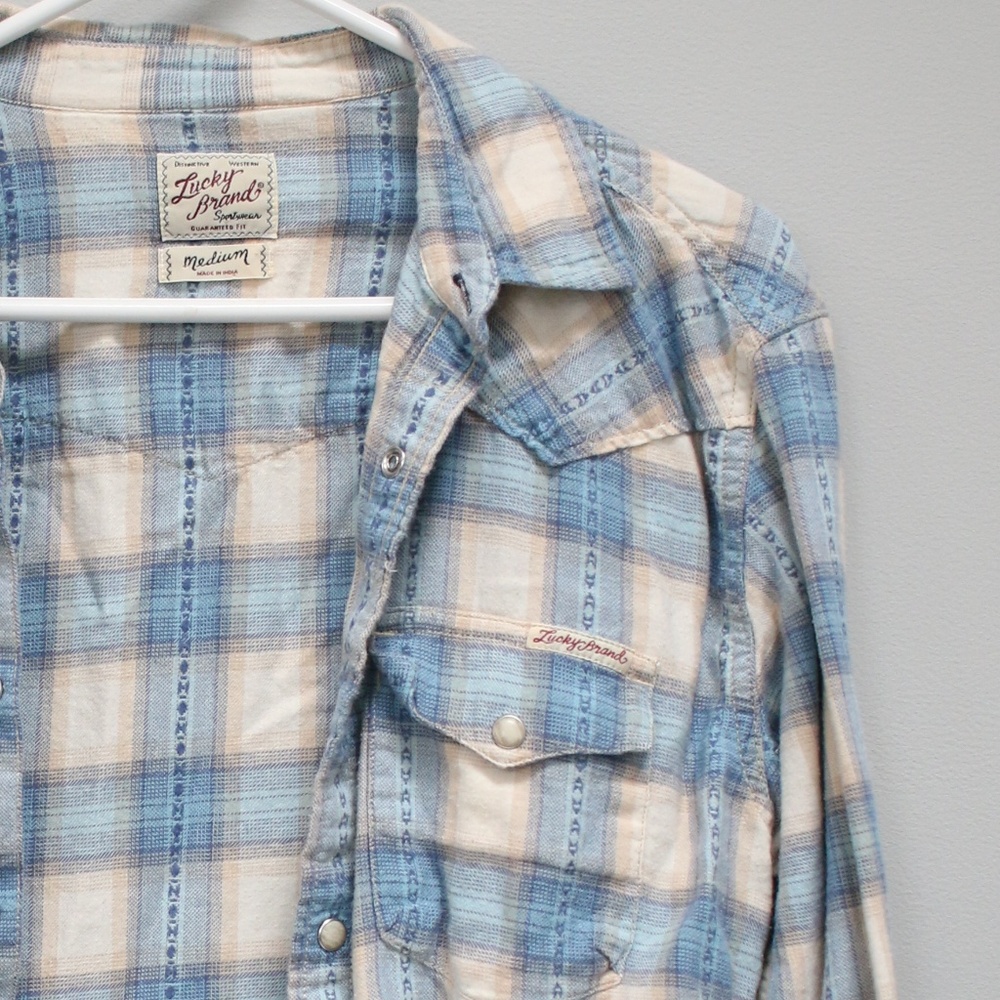 Lucky Brand Blue & Cream Flannel Medium